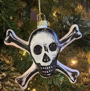 John Derain x Target Skull & Crossbones Glass Ornament - Black and White